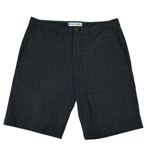 Travis Mathew Mens Flat Front Shorts Gray Check Pockets 34in
